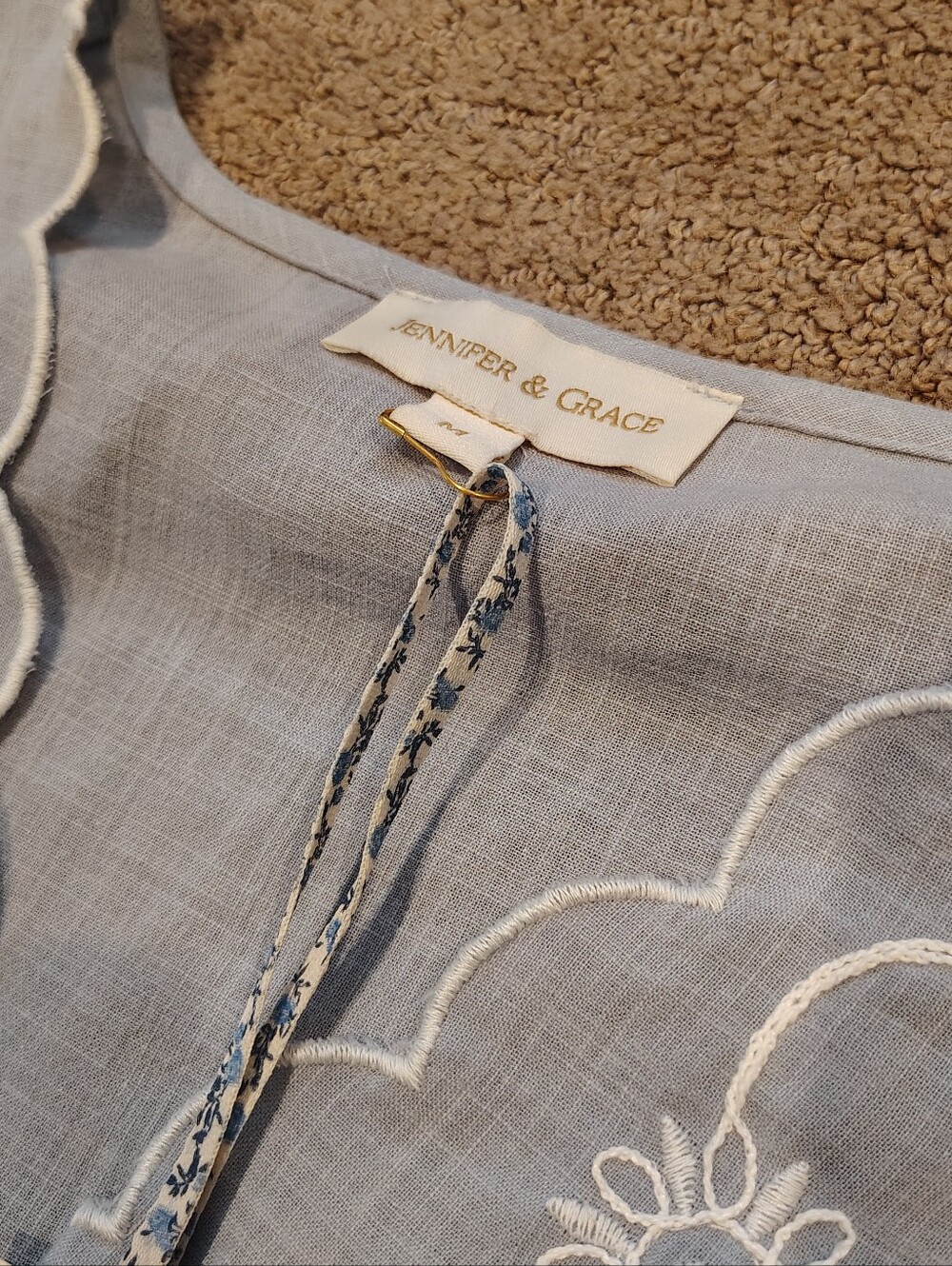 Embroidered Cropped Cotton Top With Lace Trim - Picture 9 of 12
